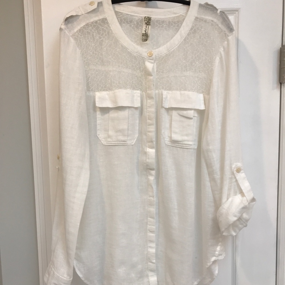 Free People Linen & Lace Tunic